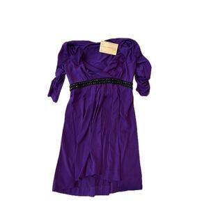 Muse Maxi 3/4 sleeve beaded Purple Matte Dress Womans L